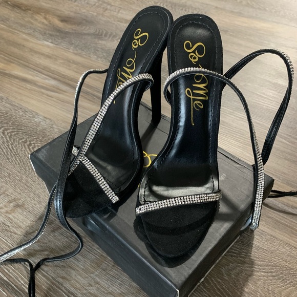 So Me Lace Up Rhinestone Heels - Picture 5 of 8